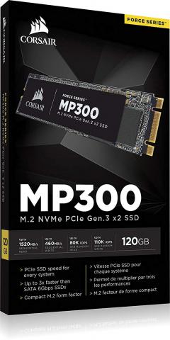 SSD Corsair Force MP300 Series NVMe (PCIe Slot) M.2 2280 SSD 120GB 3D TLC NAND; Up to 1