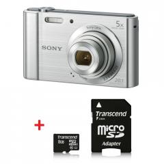 Sony Cyber Shot DSC-W800 silver + Transcend 8GB micro SDHC UHS-I Premium (with adapter