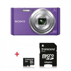 Sony Cyber Shot DSC-W830 violet + Transcend 8GB micro SDHC UHS-I Premium (with adapter