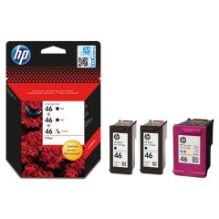 Консуматив HP 46 3-Pack Original Ink Cartridge; C/M/Y/K;  Page Yield 1500/1500/750;