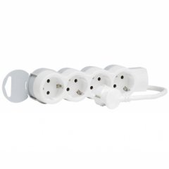 Legrand-Power Strip-Multi-outlet extension-4x2P+E-3m cord (White).Wall-mounting possibilities with