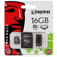 Kingston  16GB Multi Kit (Class 10 microSD + SD adapter + USB reader) Android