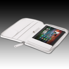 Prestigio Universal Pu leather case PTCL0107A_WH white with zip closure and stand suitable for most