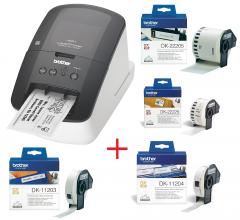 Brother QL-710W Label printer + 4 DK Rolls (DK-11203 + DK-11204 + DK-22225 + DK-22205)