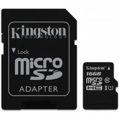 Kingston  16GB microSDHC Class 10 UHS-I 45MB/s Read Card + SD Adapter