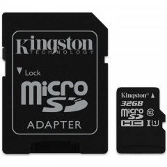 Kingston  32GB microSDHC Class 10 UHS-I 45MB/s Read Card + SD Adapter