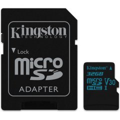 Kingston 32GB microSDHC Canvas Go 90R/45W U3 UHS-I V30 Card + SD Adapter  EAN: 740617276343