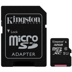 Kingston 32GB microSDHC Canvas Select 80R CL10 UHS-I Card + SD Adapter EAN: 740617274707