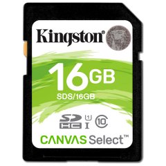 Kingston 16GB SDHC Canvas Select 80R CL10 UHS-I EAN: 740617275711