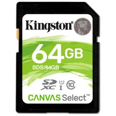 Kingston 64GB SDXC Canvas Select 80R CL10 UHS-I EAN: 740617275599