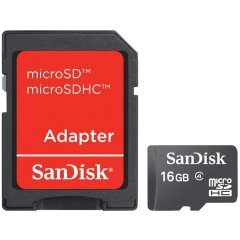 Памет SanDisk 16GB Class 4 MicroSD Card with SD adaptor