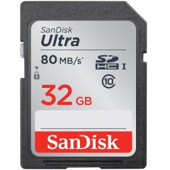Памет SanDisk 32GB Ultra Class 10 SDHC UHS-I Up to 80MB/s Memory Card