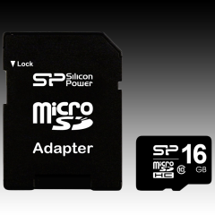 SILICON POWER Micro SDHC Card 16GB (Class 10) with SD Adapter