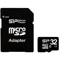 Silicon Power MicroSD/microSDHC 32GB (Class 10) with SD Adaptor