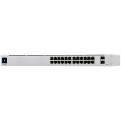 UBIQUITI Pro 24; (24) GbE ports; (2) 10G SFP+ ports; DC power backup-ready; Layer 3 switching;