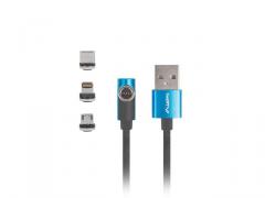 Lanberg 3in1 USB-A (M) -> USB MICRO(M) + LIGHTNING (M) + USB-C (M) 2.0 1m