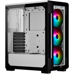 CORSAIR iCUE 220T RGB Tempered Glass Mid-Tower Smart Case — White