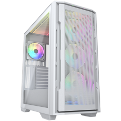 COUGAR | Uniface RGB White | PC Case | Mid Tower / Mesh Front Panel / 4 x 120mm ARGB Fans / TG Left