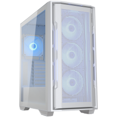 COUGAR | Uniface RGB White | PC Case | Mid Tower / Mesh Front Panel / 4 x 120mm ARGB Fans / TG Left