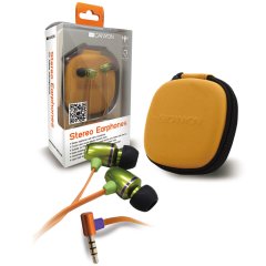 Canyon stereo earphones with inline microphone and hard shell storage bag