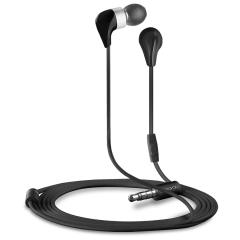 CANYON ceramic housing earphones with inline microphone; carrying bag included; black