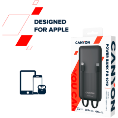 CANYON power bank PB-1010 10000 mAh PD 22.5W QC 3.0 Black