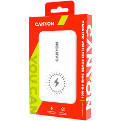 CANYON 18W PD+QC 3.0+10W Magnet wireless charger powerbank 10000mAh Li-poly battery