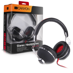 Black Canyon stereo headphone with musical note pattern
