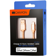 CANYON Charge & Sync MFI braided cable with metalic shell