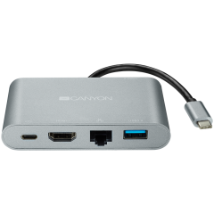 CANYON DS-4 Multiport Docking Station with 5 ports: 1*Type C male+1*HDMI+1*RJ45+2*USB3.0