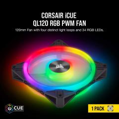 Вентилатор за кутия Corsair iCUE QL120 RGB Individually Addressable RGB LED