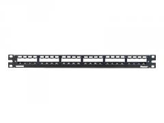 19 24-Port Metal Patch Panel Mini-Com with strain relief bar