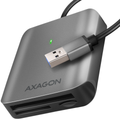 Axagon Aluminum high-speed USB-A 3.2 Gen 1 memory card reader. 3 slots
