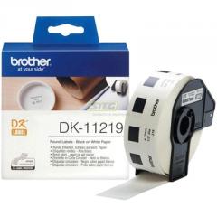 Brother DK-11219 Round Paper 1/2 label 12mm x 12mm x 1200 (Black on White)