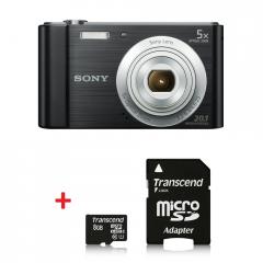 Sony Cyber Shot DSC-W800 black + Transcend 8GB micro SDHC UHS-I Premium (with adapter