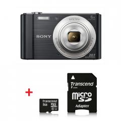 Sony Cyber Shot DSC-W810 black + Transcend 8GB micro SDHC UHS-I Premium (with adapter