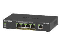 NETGEAR GS305P 5-Port Gigabit PoE Unmanaged Switch with 4 PoE ports desktop metal housing fanless