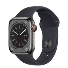 Apple Watch Series 8 GPS + Cellular 41mm Graphite Stainless Steel Case with Midnight Sport Band -