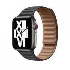 Apple Watch 44mm Band: Black Leather Link - Large