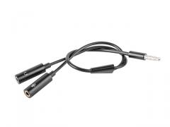 Lanberg mini jack 3.5mm (M) 4pin -> 2X mini jack 3.5mm (F) 3pin adapter on cable 20cm