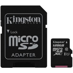 Kingston 128GB microSDXC Canvas Select 80R CL10 UHS-I Card + SD Adapter EAN: 740617274820