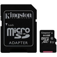 Kingston 64GB microSDXC Canvas Select 80R CL10 UHS-I Card + SD Adapter EAN: 740617274769