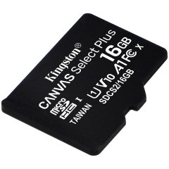 Kingston 16GB microSDHC Canvas Select Plus 100R A1 C10 Single Pack w/o ADP EAN: 740617298635