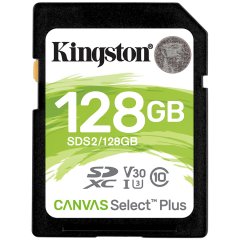 Kingston 128GB SDXC Canvas Select Plus 100R C10 UHS-I U3 V30