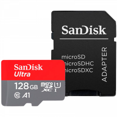 SanDisk Ultra microSDXC 128GB + SD Adapter 140MB/s  A1 Class 10 UHS-I; EAN:619659200558