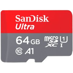 Памет SanDisk Ultra 64GB MicroSDXC A1 Class 10 UHS-I + SD Adapter + Memory Zone App