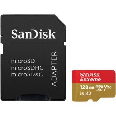 SanDisk Extreme microSDXC 128GB + SD Adapter + Rescue Pro Deluxe 160MB/s A2 C10 V30 UHS-I U4; EAN: