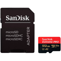 SanDisk Extreme PRO microSDXC 512GB + SD Adapter + 2 years RescuePRO Deluxe up to 200MB/s & 140MB/s