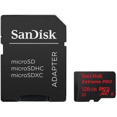 SanDisk Extreme Pro microSDXC 128GB + SD Adapter + Rescue Pro Deluxe 170MB/s A2 C10 V30 UHS-I U3;
